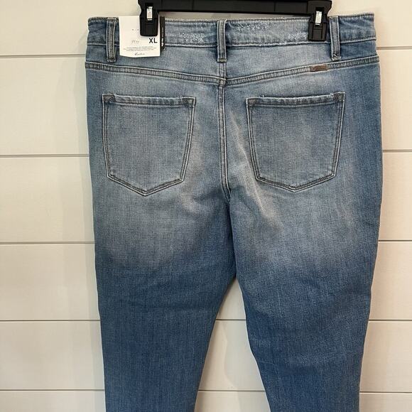 KanCan Jeans Womens Sz Xl Blue Denim Leopard High Rise Ankle Skinny Distressed - Picture 4 of 9